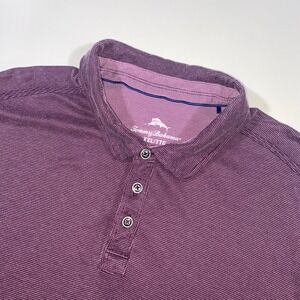 Tommy Bahama Mens XXL Burgundy Textured‎ Polo Shirt Short Sleeve Golf Casual